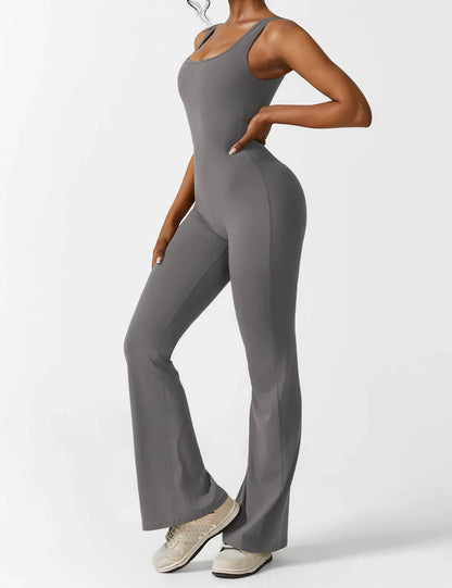 V-Back Flared Jumpsuit