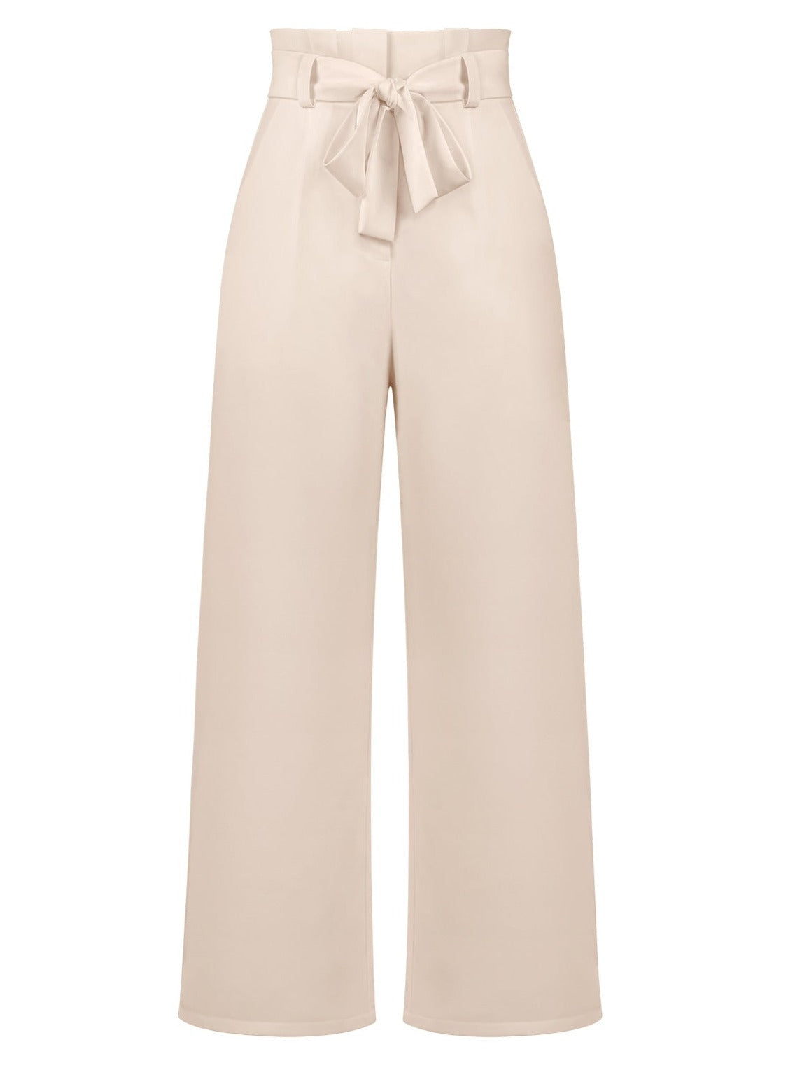 Pleated High Waist Straight Wide Leg Trousers