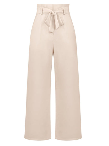 Pleated High Waist Straight Wide Leg Trousers