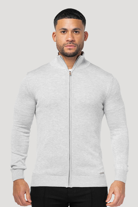 THE SANTONI FULL ZIP SWEATER - GRIJS