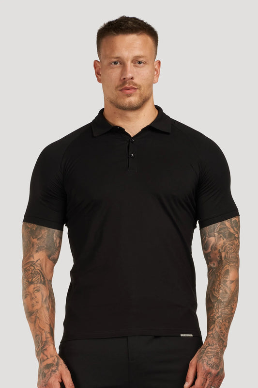 THE MUSCLE BUTTON POLO - ZWART