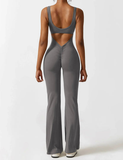 V-Back Flared Jumpsuit